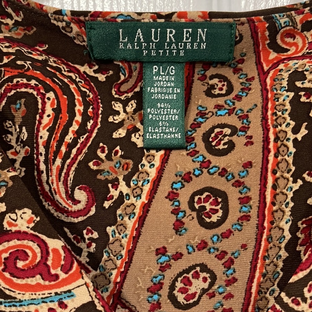 Adorable Ralph Lauren Size Large Petite Mock Wrapped Dress in paisley Print - Picture 2 of 6